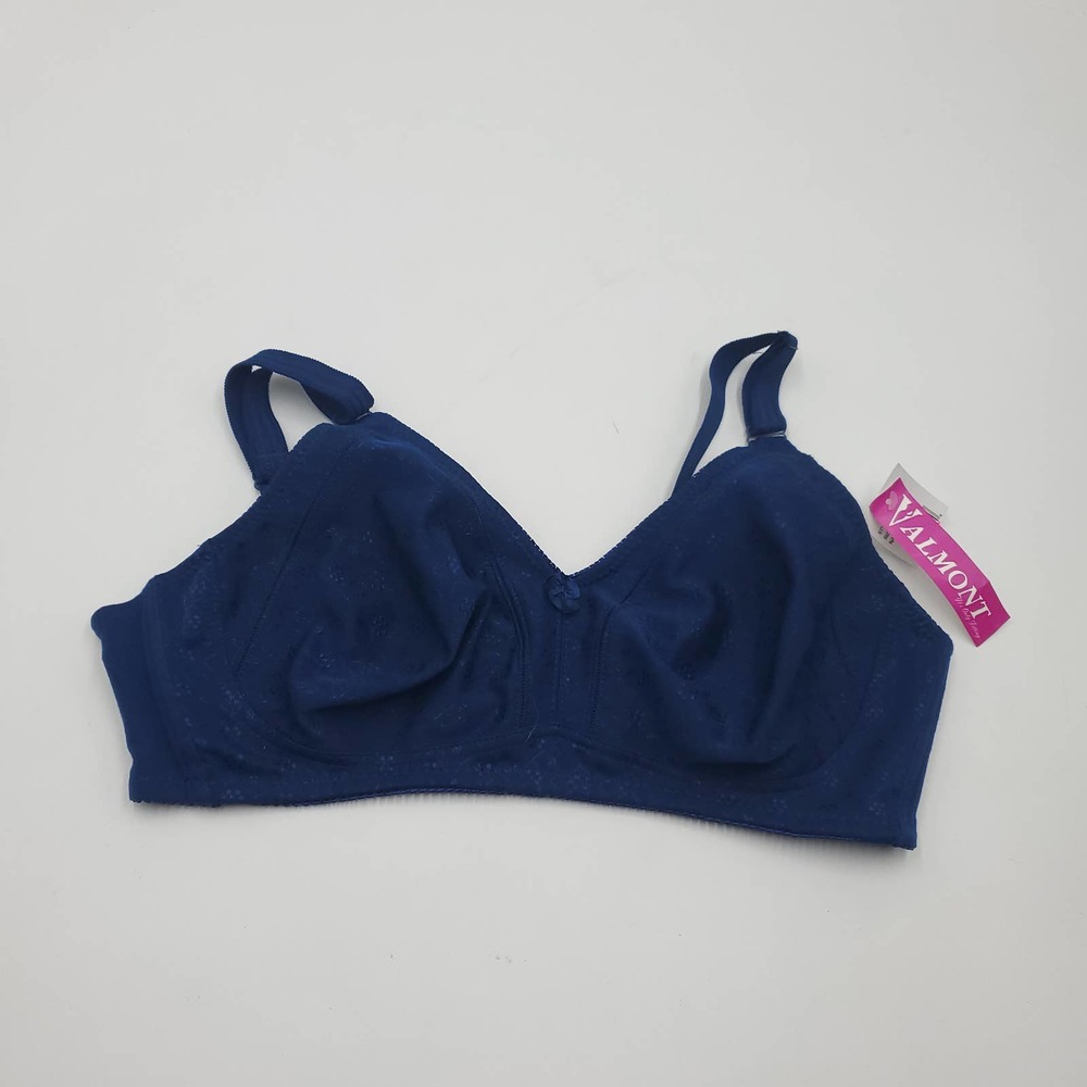 Valmont Women's Soft Cup Jacquard Bra 0816 in Navy Size 40D
